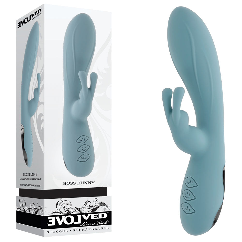 Evolved BOSS BUNNY - Baby Blue 20.1 cm USB Rechargeable Rabbit Vibrator-EN-RS-4950-2