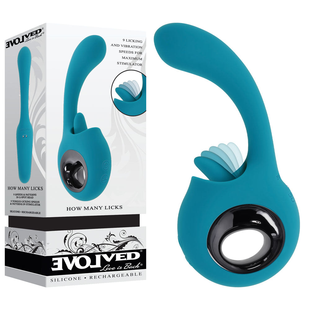 Evolved HOW MANY LICKS - Blue 17.8 cm USB Rechargeable Vibrator with Flicking Stimulator-EN-RS-5858-2