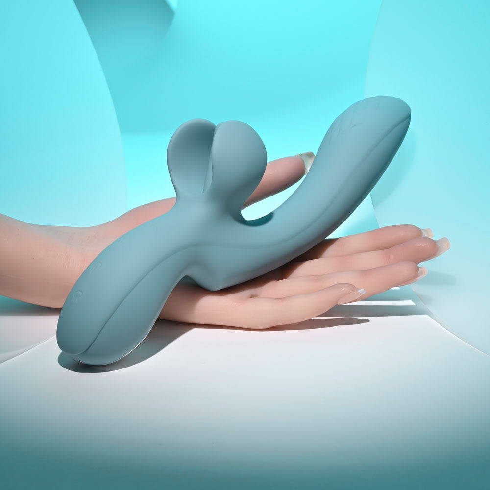 Evolved TAKE YOUR FLICK - Grey 24.1 cm USB Rechargeable Vibrator with Flicking Clitoral Stimulator-EN-RS-6541-2