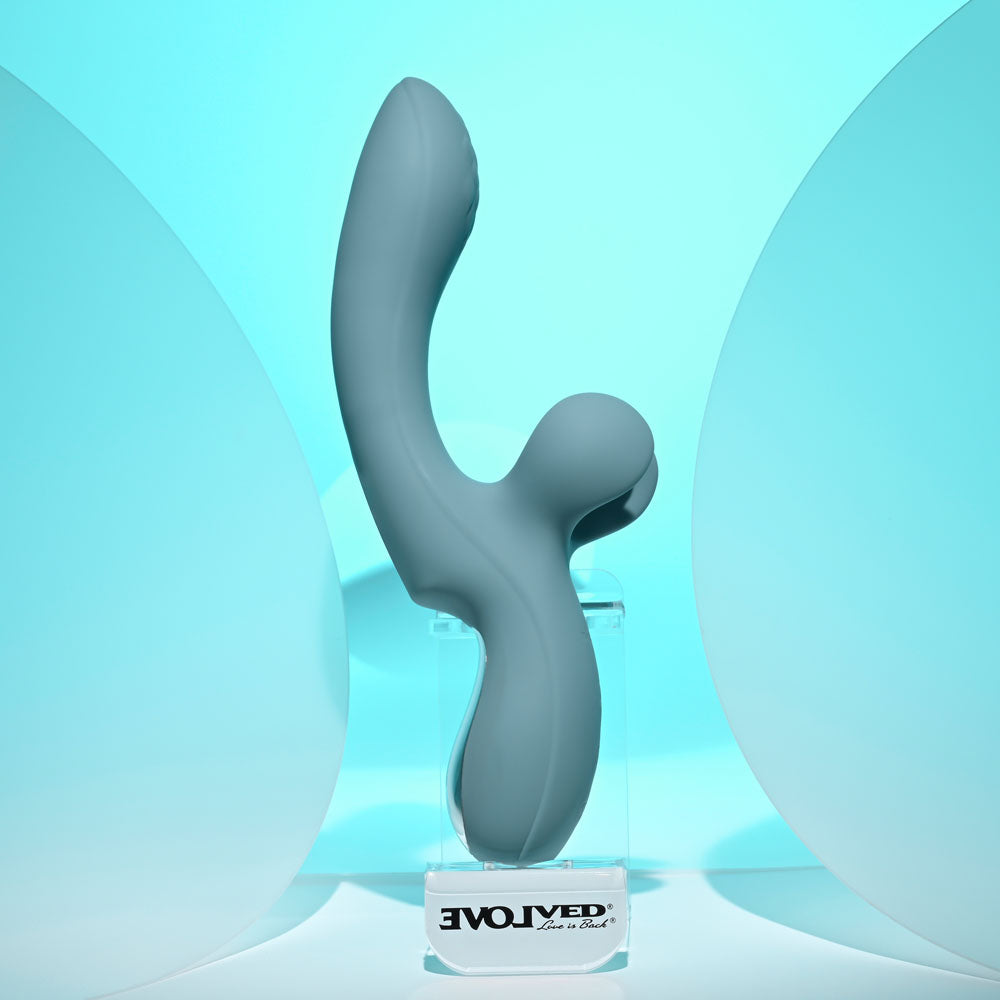 Evolved TAKE YOUR FLICK - Grey 24.1 cm USB Rechargeable Vibrator with Flicking Clitoral Stimulator-EN-RS-6541-2