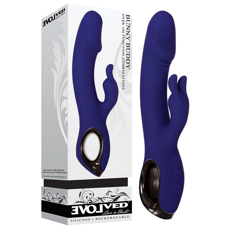 Evolved Bunny Buddy - Blue 22.2 cm USB Rechargeable Rabbit Vibrator-EN-RS-6634-2