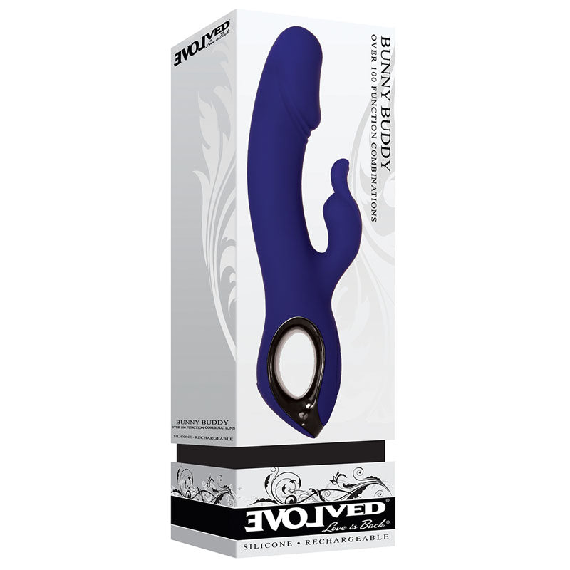 Evolved Bunny Buddy - Blue 22.2 cm USB Rechargeable Rabbit Vibrator-EN-RS-6634-2