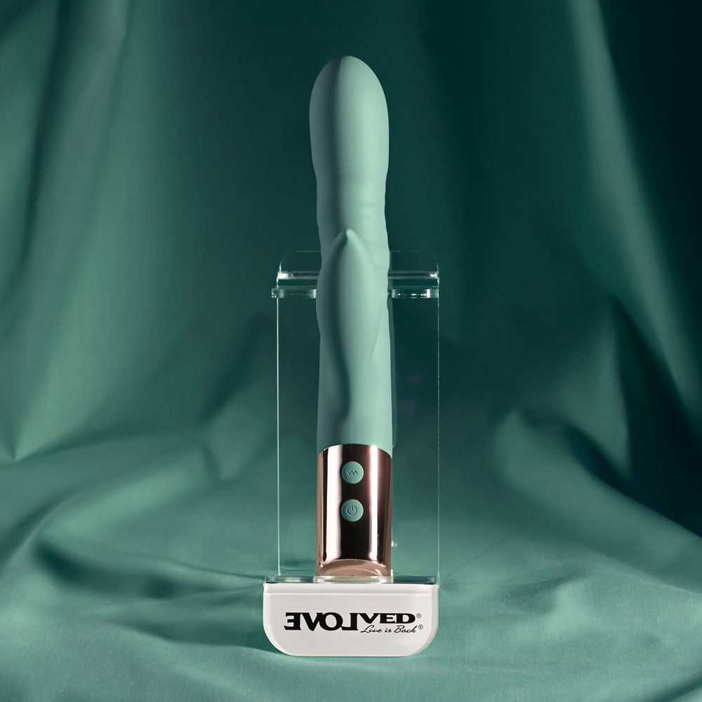 Evolved THE SHIMMY - Green USB Rechargeable Thrusting Rabbit Vibrator - EN-RS-6923-2