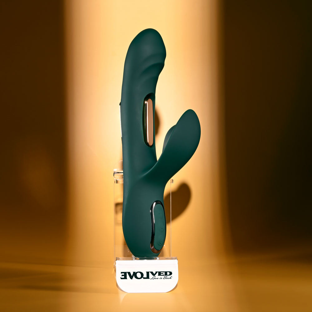Evolved HEART OF GOLD - Green USB Rechargeable Rabbit Vibrator - EN-RS-7135-2