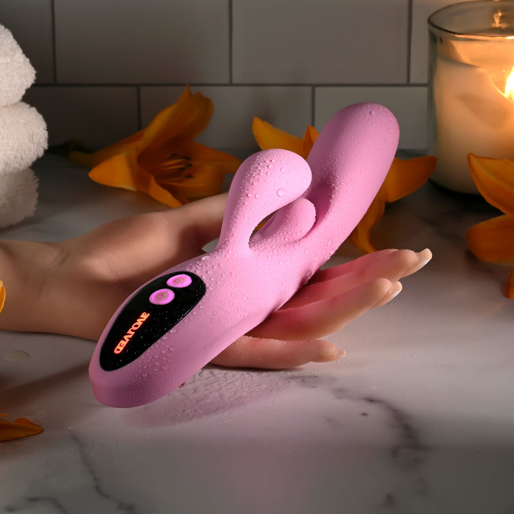 Evolved PUSH THE BUTTON - Pink 23.5 cm USB Rechargeable Rabbit Vibrator with G-Spot Bud - EN-RS-7159-2