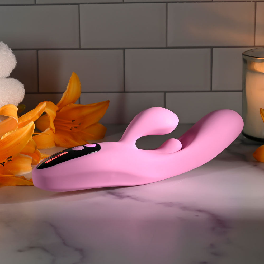 Evolved PUSH THE BUTTON - Pink 23.5 cm USB Rechargeable Rabbit Vibrator with G-Spot Bud - EN-RS-7159-2