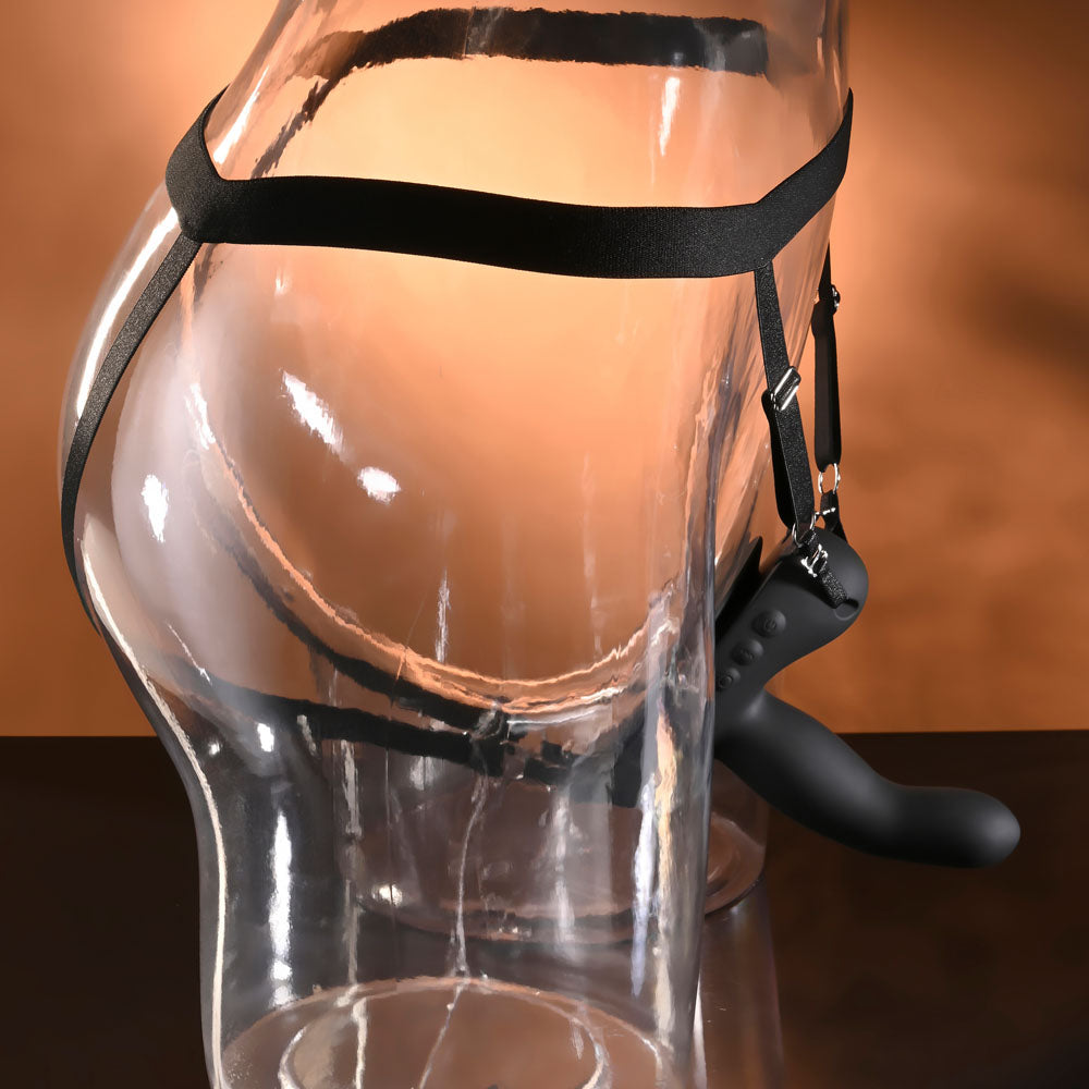 Evolved COME CLOSER - Black USB Rechargeable Vibrating Strap-On with Remote-EN-RS-7180-2