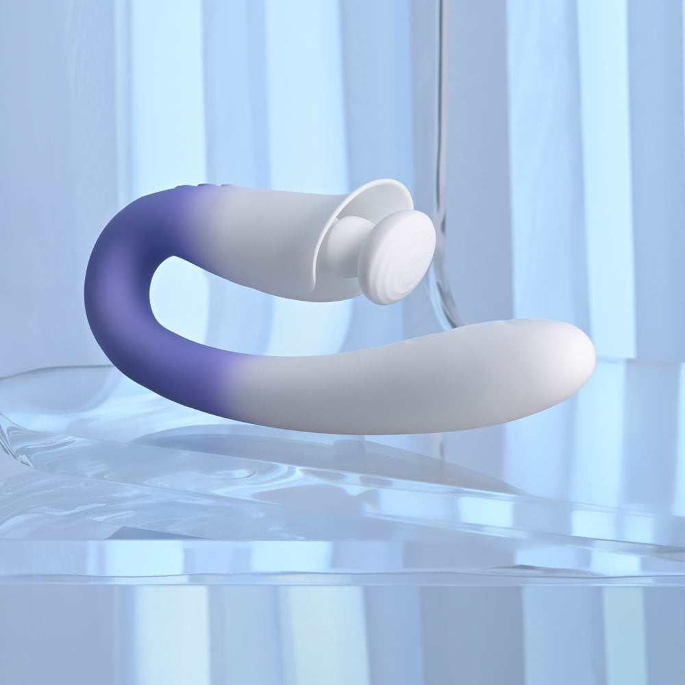 Evolved SPRING LOADED - White/Purple 23 cm USB Rechargeable Multi-Tapping Vibrator - EN-RS-7210-2