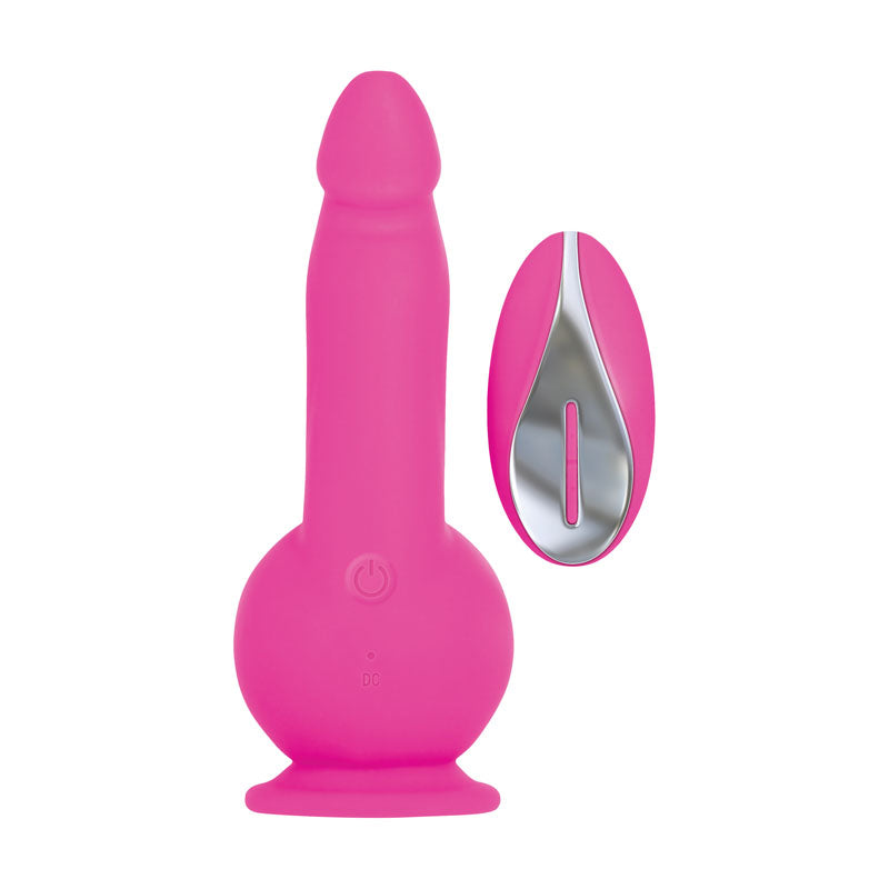 Evolved Ballistic - Pink 19 cm USB Rechargeable Vibrating Dong with Balls Motor & Remote-EN-RS-8010-2