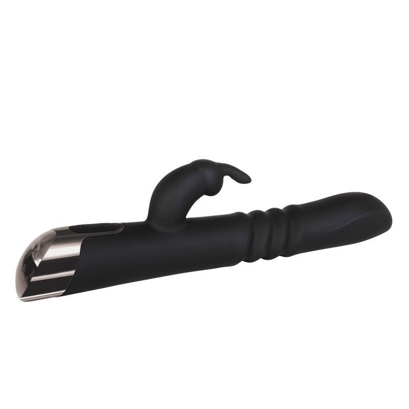 Evolved Rapid Rabbit - Black 25.4 cm USB Rechargeable Thrusting Rabbit Vibrator-EN-RS-8409-2