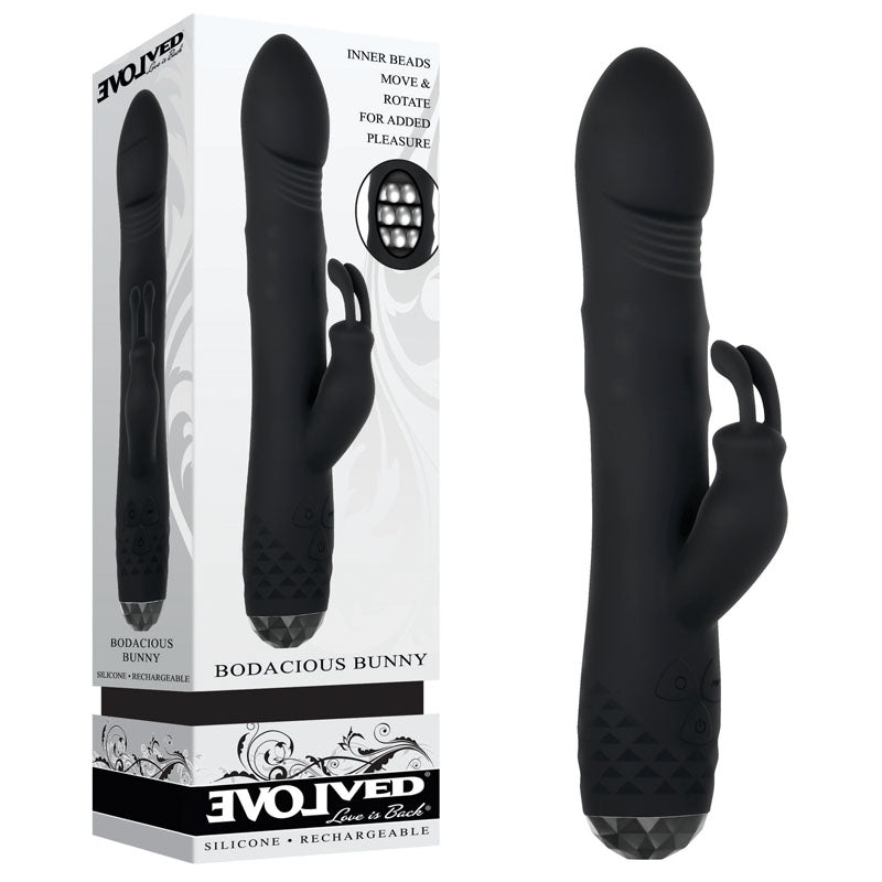 Evolved BODACIOUS BUNNY - Black 22.9 cm USB Rechargeable Rabbit Vibrator-EN-RS-9239-2