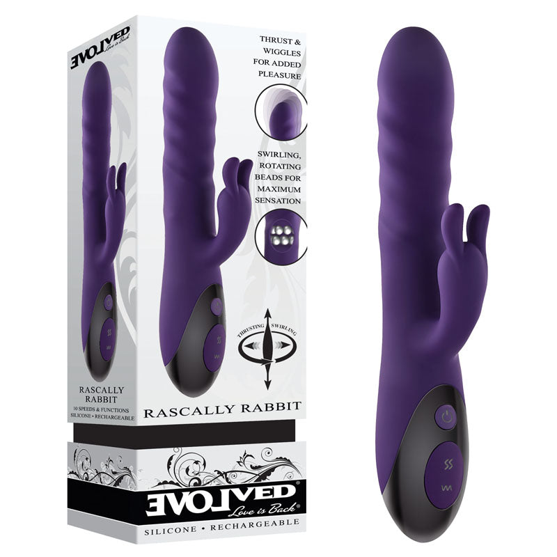 Evolved RASCALLY RABBIT - Purple 22.9 cm USB Rechargeable Rabbit Vibrator-EN-RS-9345-2