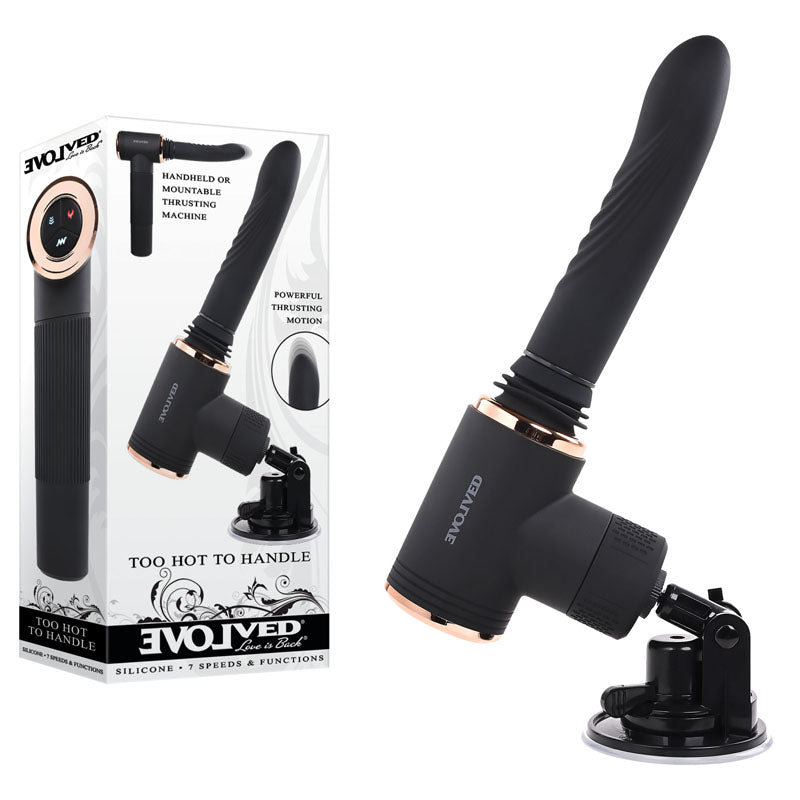 Evolved TOO HOT TO HANDLE - Black USB Rechargeable Thrusting Vibe with Stand-EN-RS-9390-2