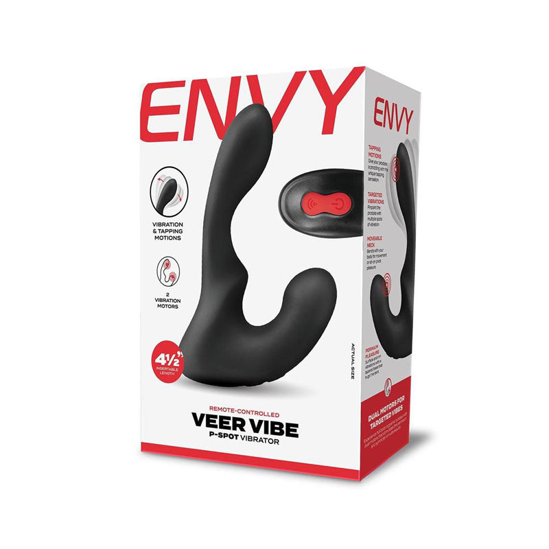 Envy Veer Vibe P-Spot Vibrator - Black USB Rechargeable Prostate Vibrator with Wireless Remote-ENV-1003