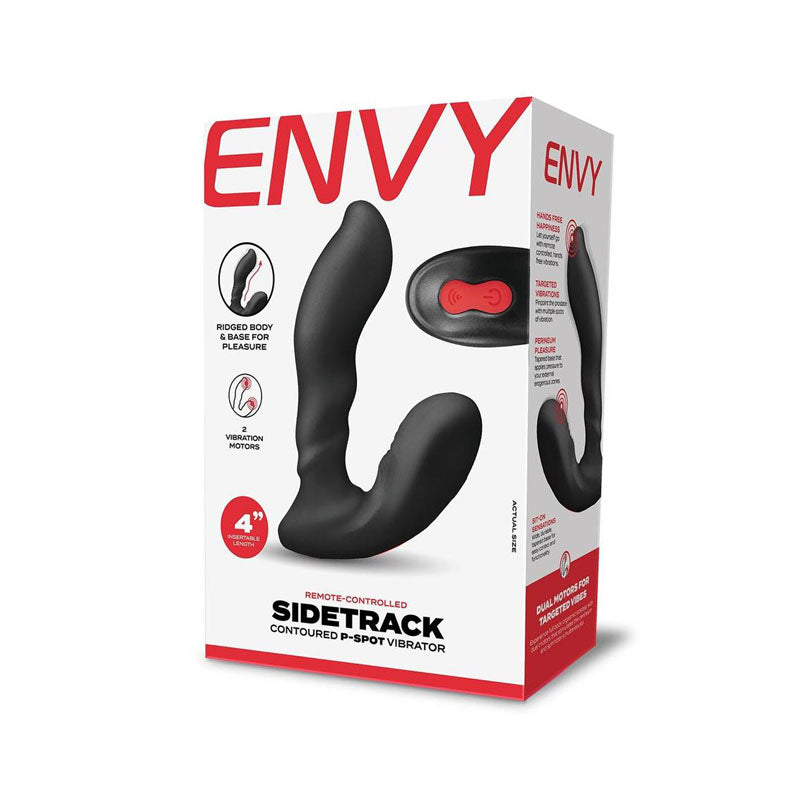 Envy Sidetrack Contoured P-Spot Vibrator - Black USB Rechargeable Prostate Massager with Wireless Remote-ENV-1004