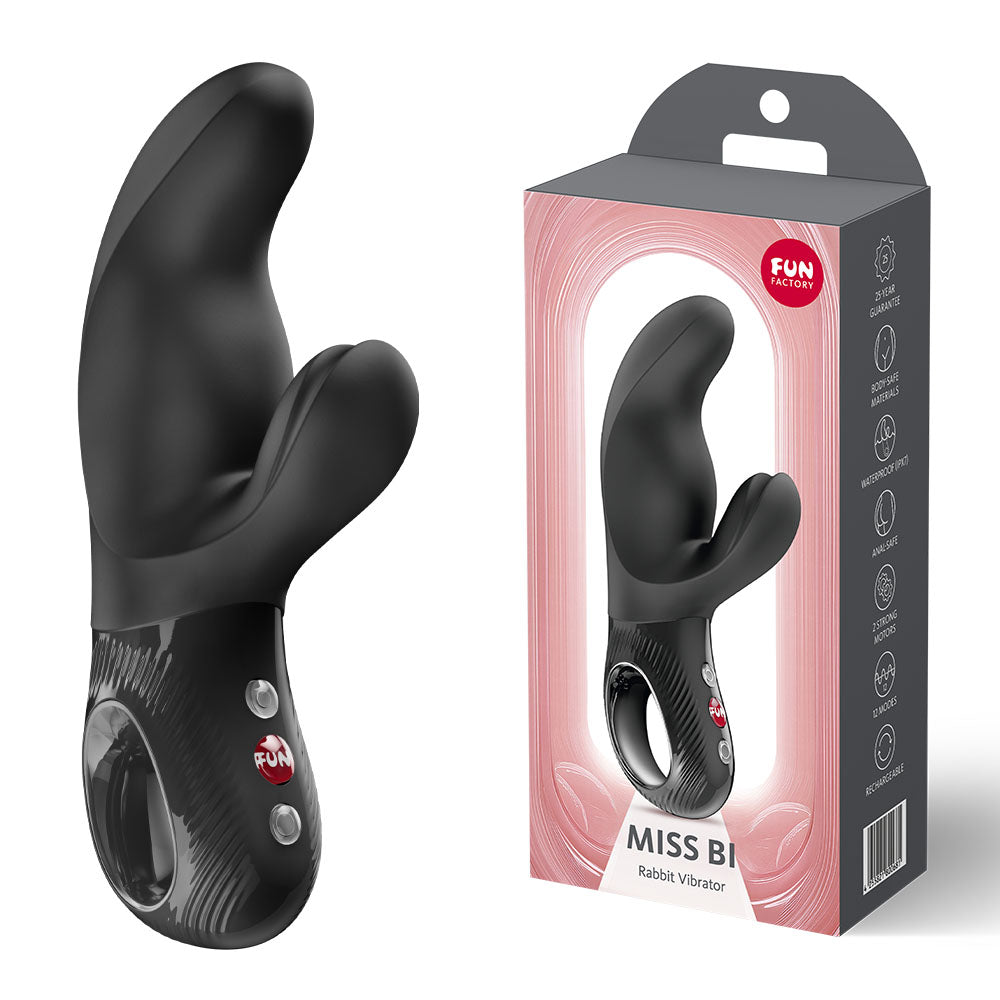 Fun Factory MISS BI Black - Black 17 cm USB-C Rechargeable Vibrator - FF000978BK01