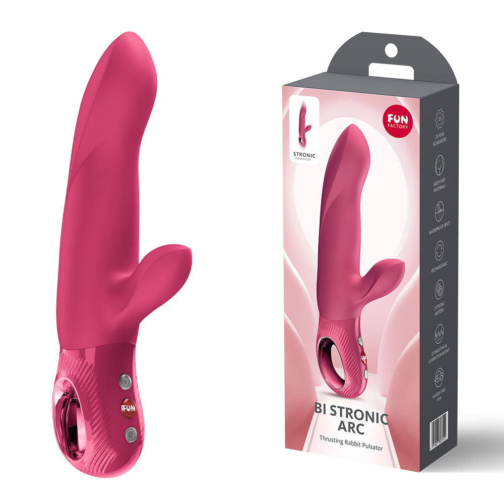 Fun Factory BI STRONIC ARC Raspberry - Raspberry 21.6 cm USB-C Rechargeable Thrusting Vibrator - FF001018RB01