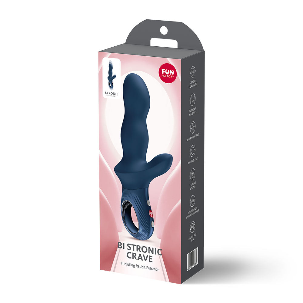 Fun Factory BI STRONIC CRAVE Nightblue - Nightblue USB-C Rechargeable Thrusting Vibrator - FF001019NB01