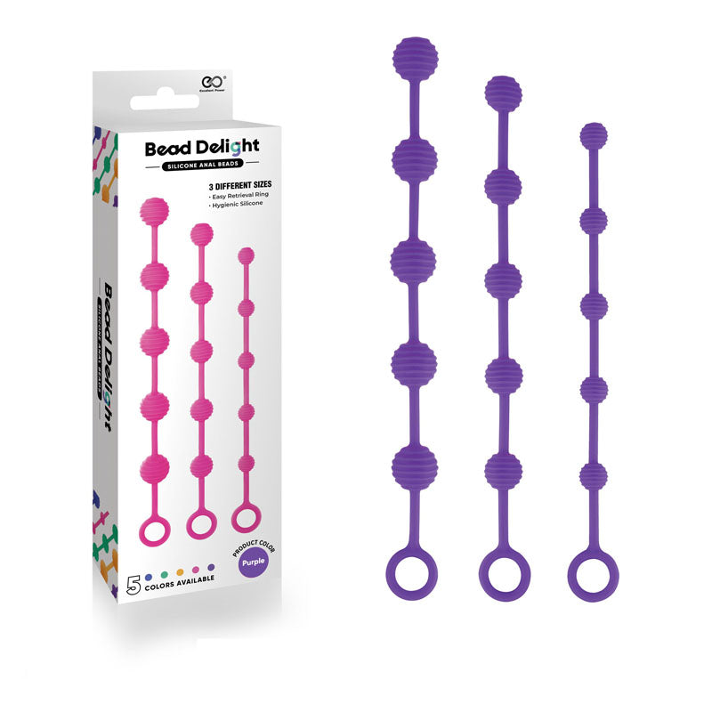 Bead Delight Silicone Anal Beads - Purple - Purple Anal Beads - Set of 3 Sizes-FKP006A000-022