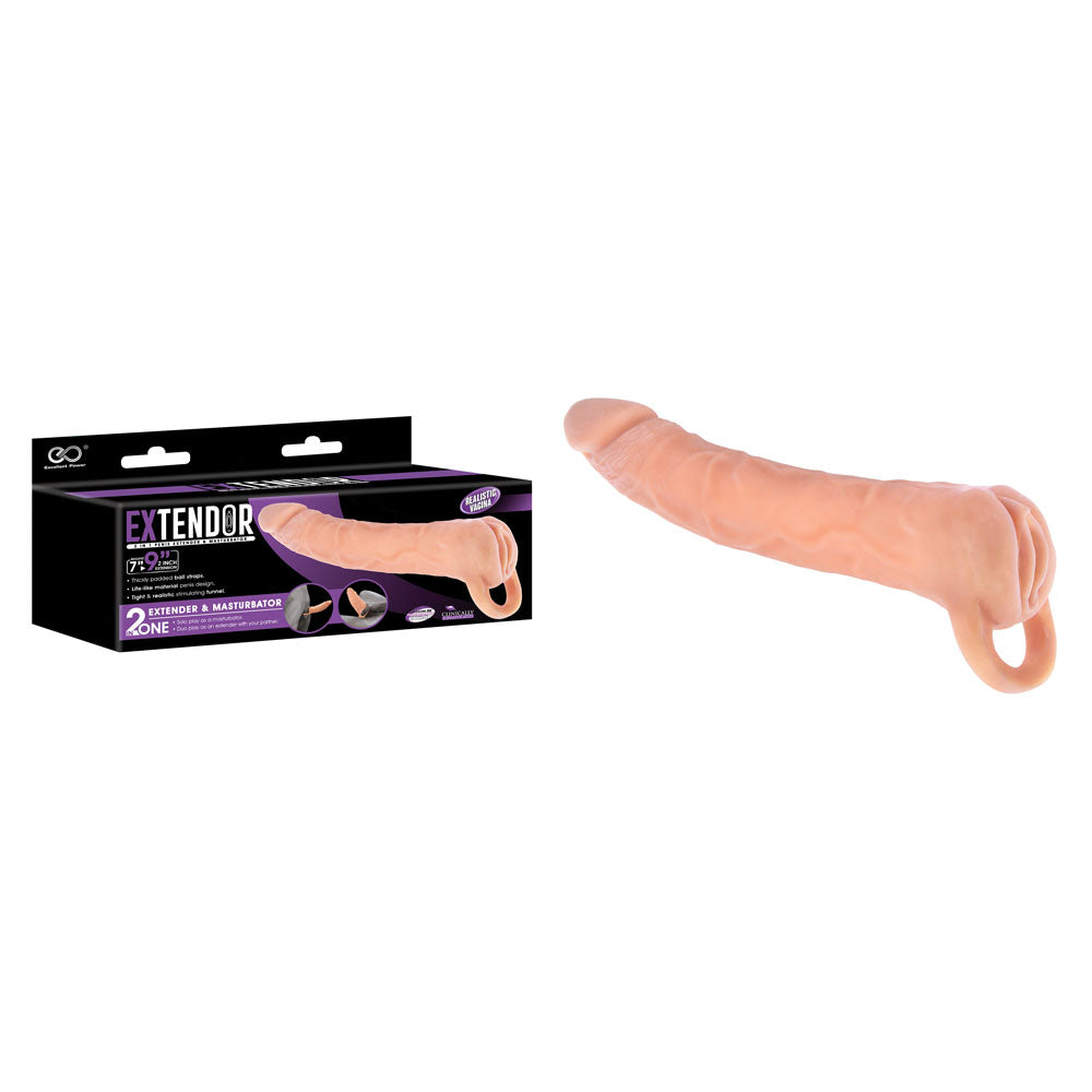 Extendor 9 2-in-1 Penis Extender & Masturbator - Flesh 22.9 cm Penis Extension Sleeve with Vagina Opening-FMP012A000-001