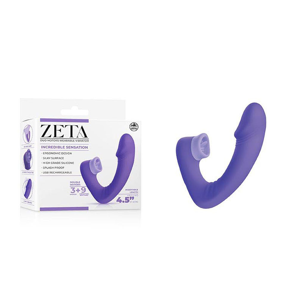 Zeta Duo Motor Wearable Vibrator - Purple 11.4 cm USB Rechargeable Vibrator with Flicking Clitoral Stimulator-FPBQ031A00-022