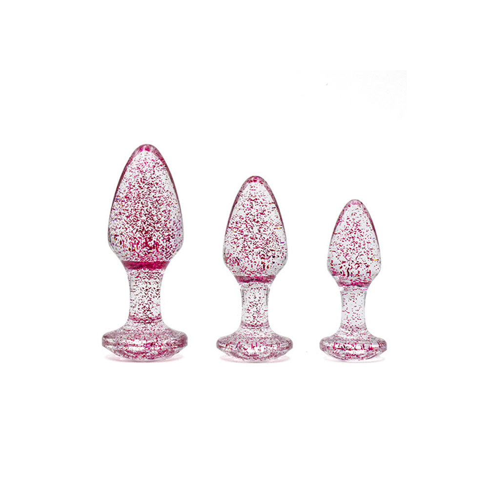 Adam and Eve Glitter Gem 3-Piece Butt Plug Set - Pink-(g135 6200)