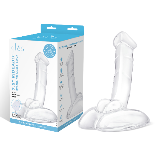 7.5" RIDEABLE STANDING GLASS COCK WITH STABILITY BASE-GLAS-518