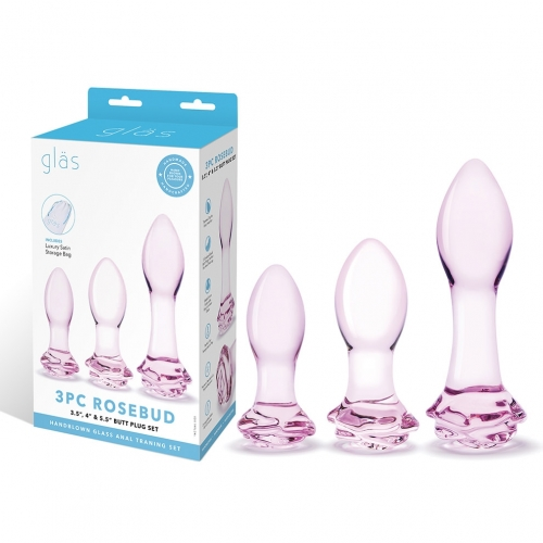 3PC Rosebud Butt Plug Set-GLAS-SET-07