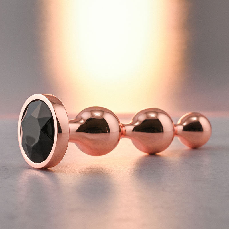 Gender X GOLD DIGGER SMALL - Rose Gold Small Butt Plug with Black Gem Base-GX-BP-9123-2