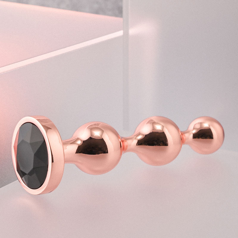 Gender X GOLD DIGGER SMALL - Rose Gold Small Butt Plug with Black Gem Base-GX-BP-9123-2