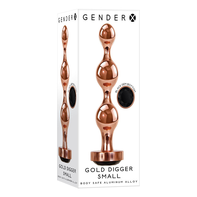 Gender X GOLD DIGGER SMALL - Rose Gold Small Butt Plug with Black Gem Base-GX-BP-9123-2