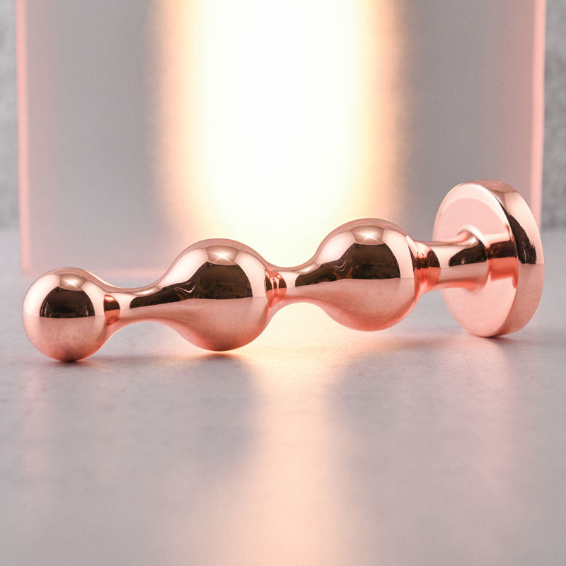 Gender X GOLD DIGGER Large - Rose Gold Large Butt Plug with Black Gem Base-GX-BP-9147-2