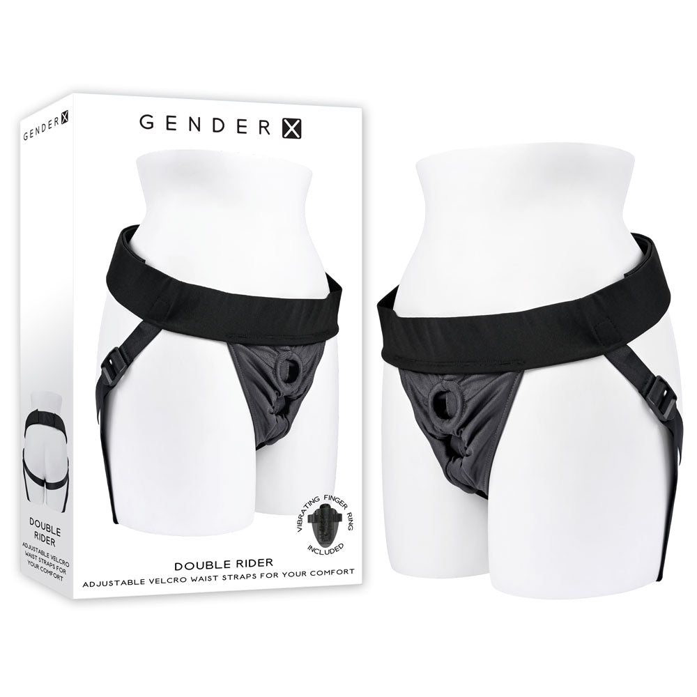 Gender X DOUBLE RIDER - Black Adjustable Strap-On Harness (No Probe Included)-GX-HR-9024-2