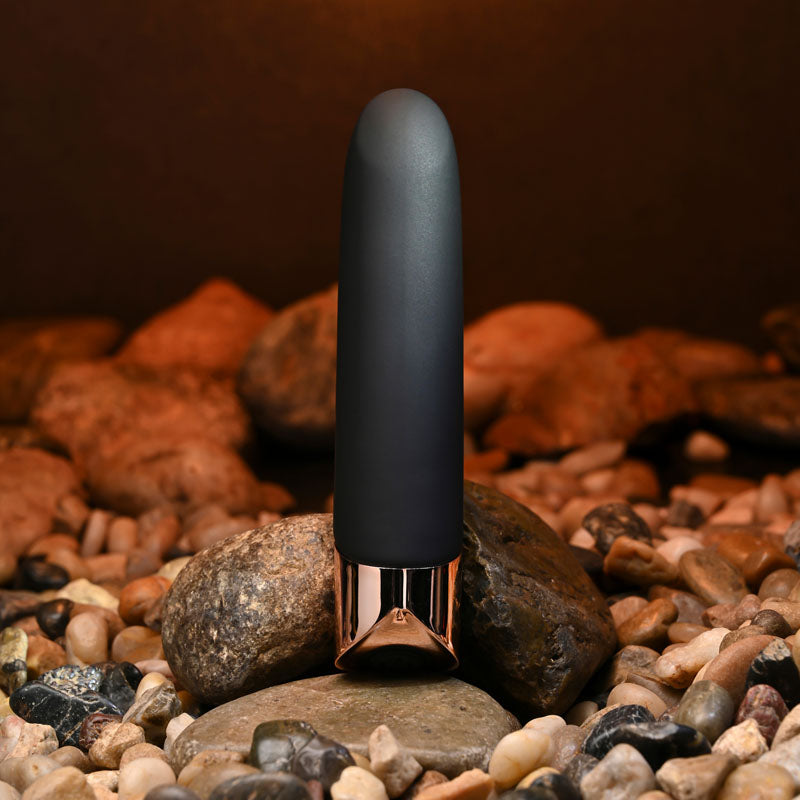 Gender X THE GOLD STANDARD - Black/Rose Gold 10 cm USB Rechargeable Bullet-GX-RS-1072-2