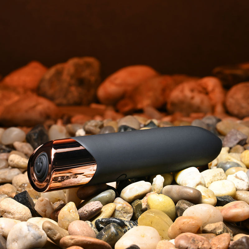 Gender X THE GOLD STANDARD - Black/Rose Gold 10 cm USB Rechargeable Bullet-GX-RS-1072-2