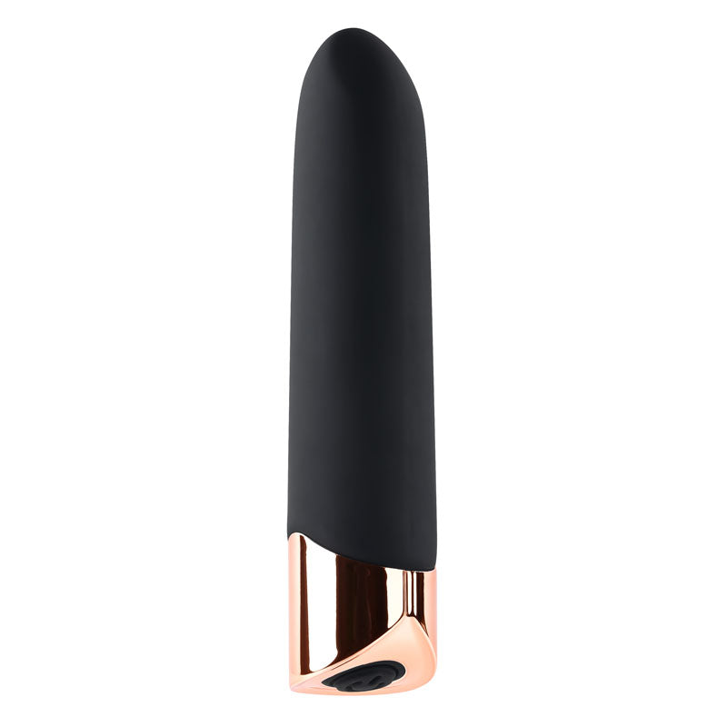 Gender X THE GOLD STANDARD - Black/Rose Gold 10 cm USB Rechargeable Bullet-GX-RS-1072-2