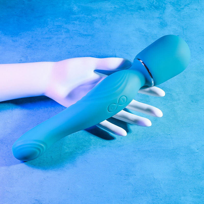 Gender X DOUBLE THE FUN - Blue 26.7 cm USB Rechargeable Dual Ended Vibrator Wand-GX-RS-2581-2