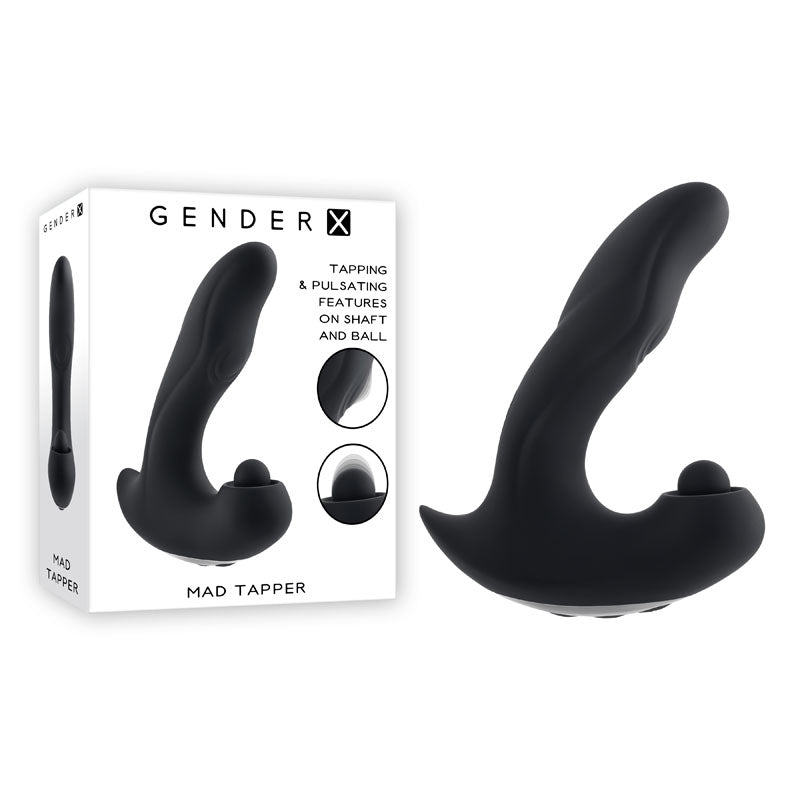 Gender X MAD TAPPER - Black USB Rechargeable Double Tapping Vibrating Massager-GX-RS-2697-2