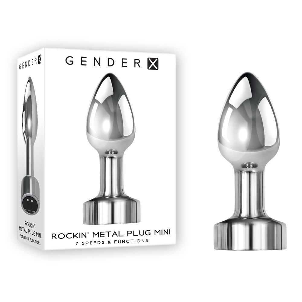 Gender X ROCKIN METAL PLUG MINI - Chrome 7.8 cm USB Rechargeable Vibrating Mini Butt Plug-GX-RS-3809-2