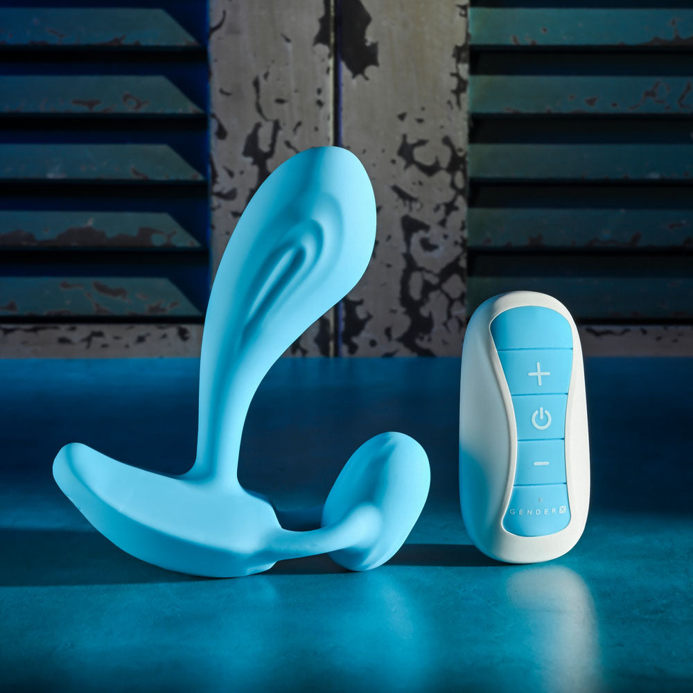 Gender X WEAR ME OUT - Blue 11.1 cm USB Rechargeable Wearable Vibrator with Wireless Remote-GX-RS-3823-2