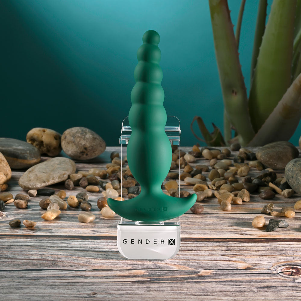 Gender X THE RATTLER - Green 17 cm USB Rechargeable Vibrating and Twirling Anal Plug - GX-RS-7357-2