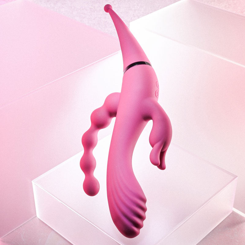 Gender X FOUR BY FOUR - Pink 27.5 cm USB Rechargeable Multi Vibrator-GX-RS-8867-2