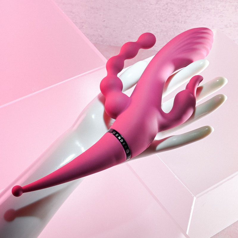 Gender X FOUR BY FOUR - Pink 27.5 cm USB Rechargeable Multi Vibrator-GX-RS-8867-2