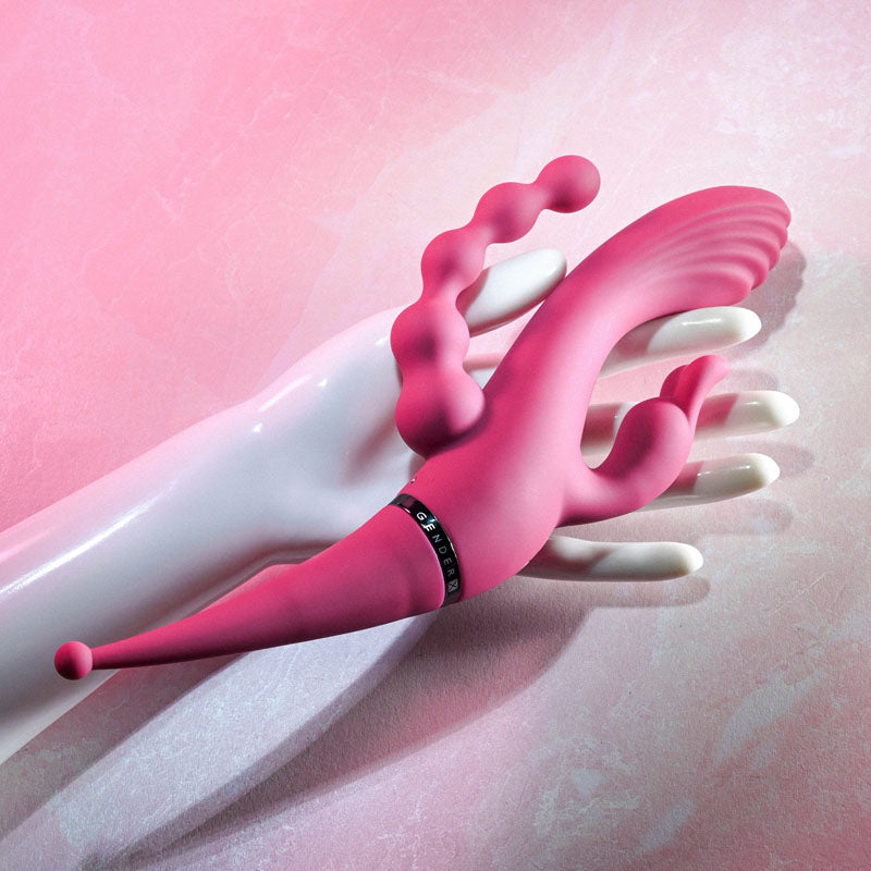 Gender X FOUR BY FOUR - Pink 27.5 cm USB Rechargeable Multi Vibrator-GX-RS-8867-2