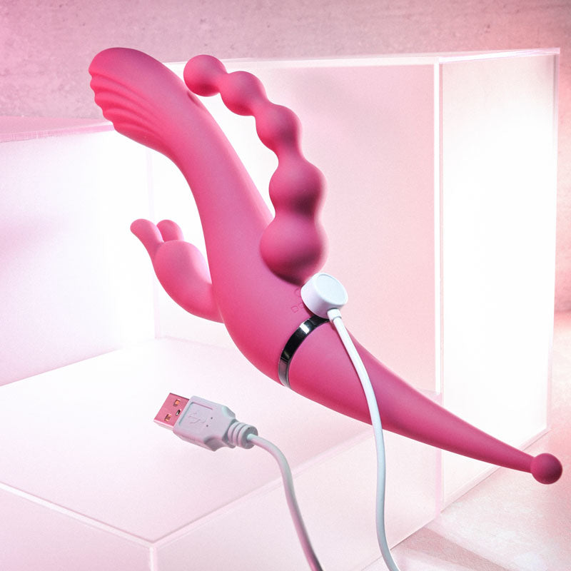 Gender X FOUR BY FOUR - Pink 27.5 cm USB Rechargeable Multi Vibrator-GX-RS-8867-2