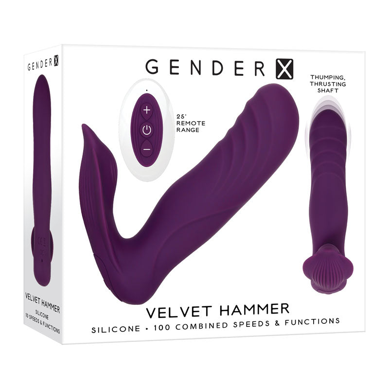 Gender X VELVET HAMMER - Purple USB Rechargeable Wearable Vibe with Remote-GX-RS-8935-2