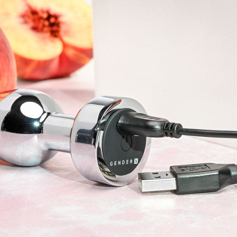 Gender X ROCKIN METAL PLUG - Metallic 9.3 cm USB Rechargeable Butt Plug-GX-RS-9086-2