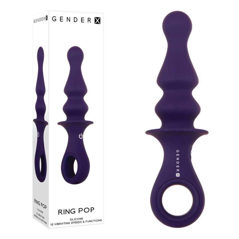 Gender X RING POP - Dark Blue 15.2 cm USB Rechargeable Vibrating Anal Plug-GX-RS-9383-2