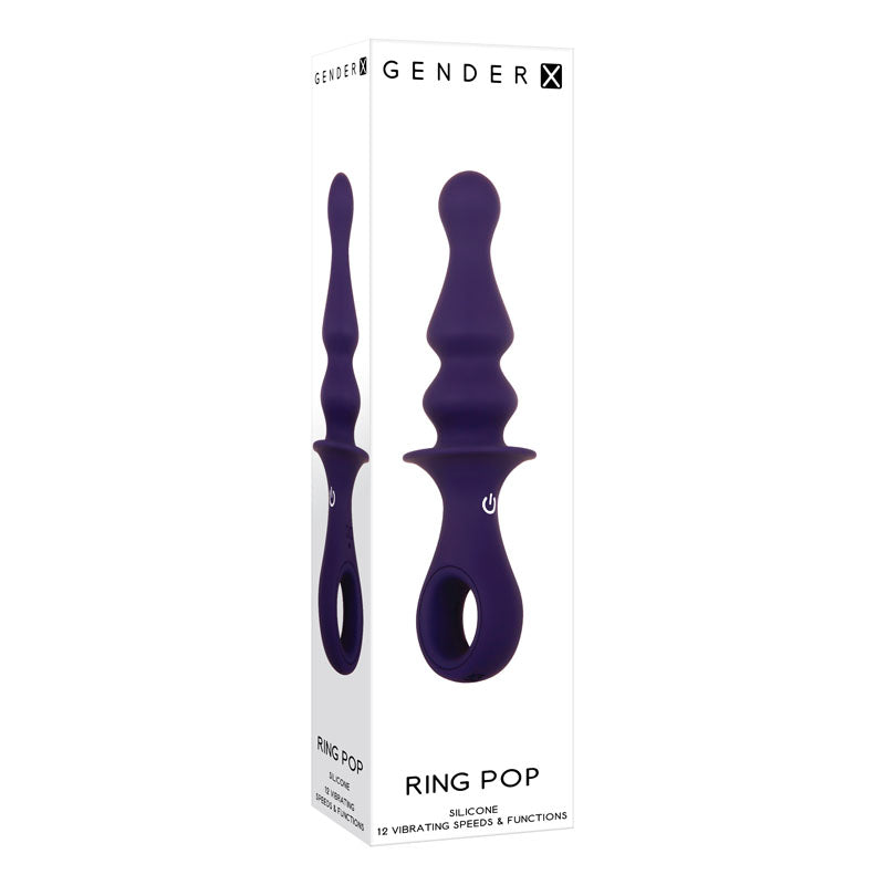 Gender X RING POP - Dark Blue 15.2 cm USB Rechargeable Vibrating Anal Plug-GX-RS-9383-2