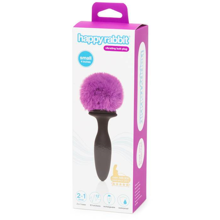 Happy Rabbit Rechargeable Vibrating Butt Plug Small Black/Purple-HR-80249